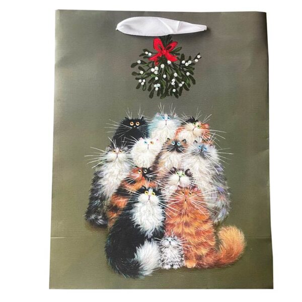 Sacchetto natalizio gatti sotto al vischio Kim Haskins