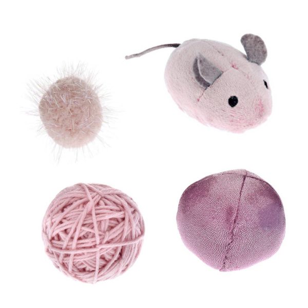 Set di quattro giochi rosa per gatti