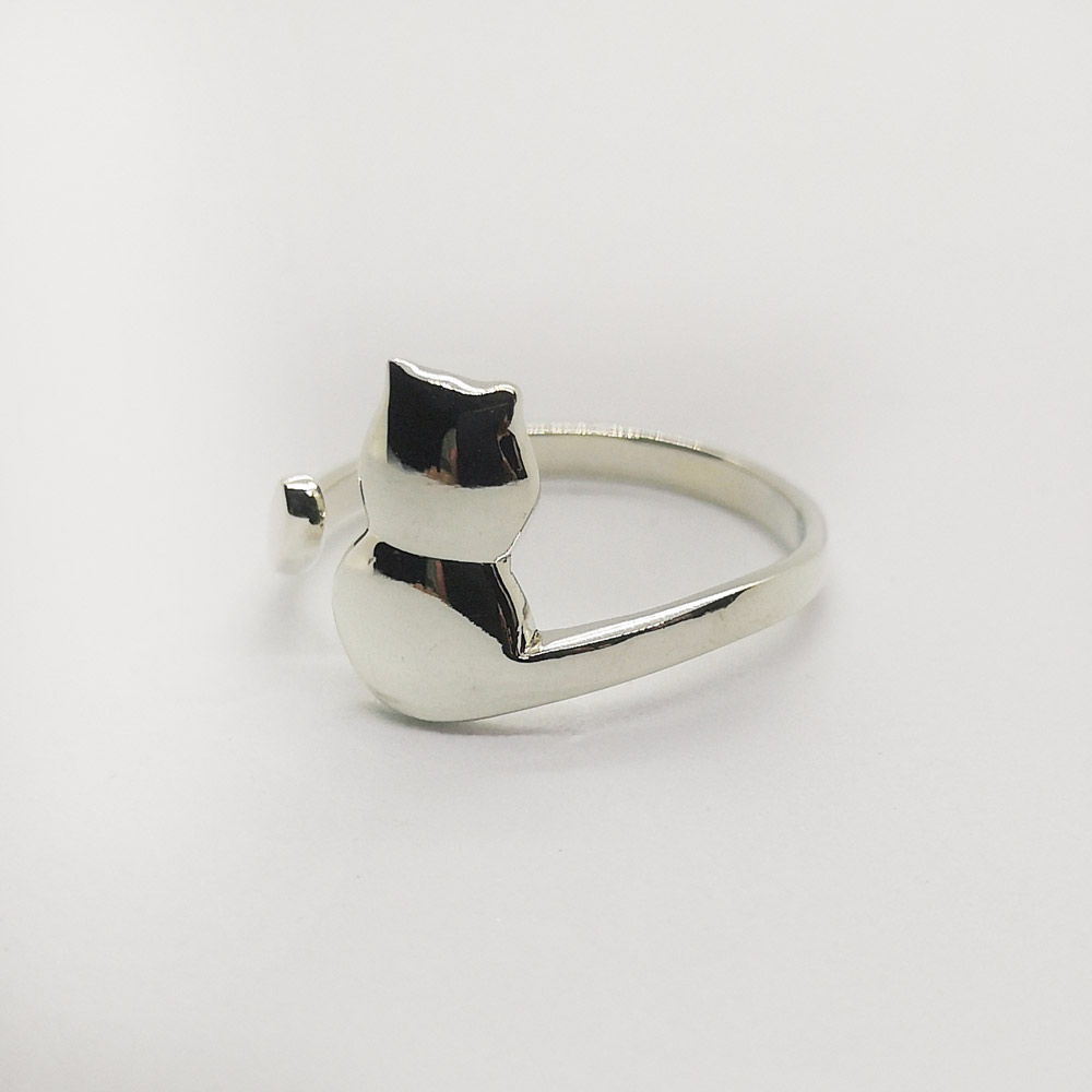 Westeng femminile aperto anello regolabile gioielli creativi argento anello elegante a forma di gatto orecchio 