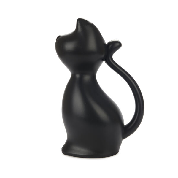 Annaffiatoio in plastica a forma di gatto nero, lato