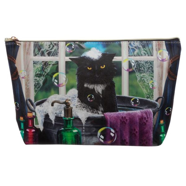 Astuccio beauty con gatto nero disegnato da Lisa Parker