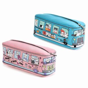 Astuccio di tela a forma di autobus pieno di gatti