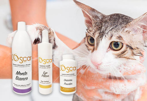 Banner promozionale Oscar di Smagatto, linea professionale cosmesi e igiene per gatti e cani