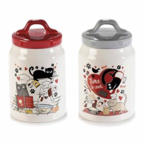 Barattoli in ceramica con gattini chef