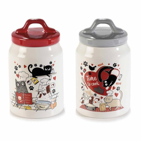 Barattoli in ceramica con gattini chef