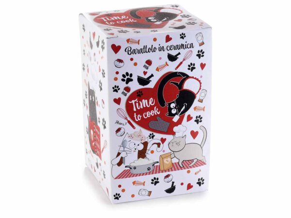 Barattoli in ceramica con gattini chef, confezione