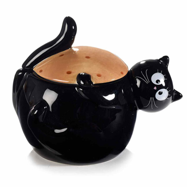 Barattolo in ceramica a forma di gatto ciccione