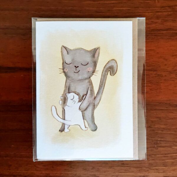 Biglietto d'auguri gatta e gattino