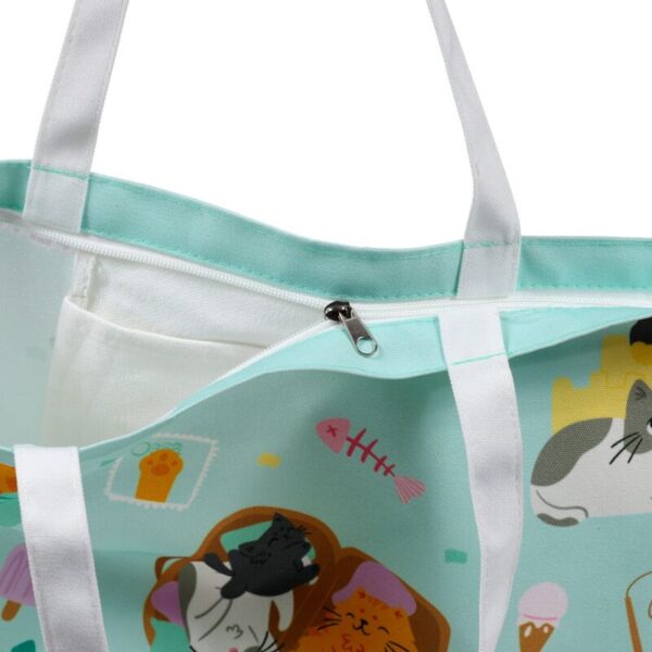 Borsa mare con gatti e gattini estivi, chiusura lampo