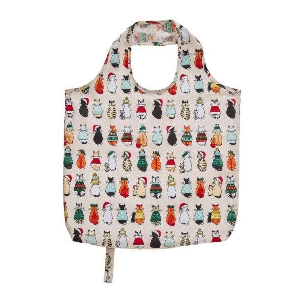Borsa pieghevole con gatti natalizi