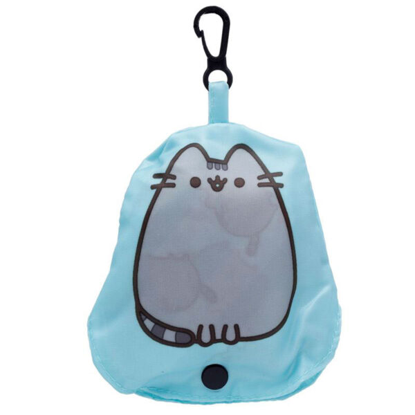 Borsa pieghevole con la gattina Pusheen, azzurra piegata