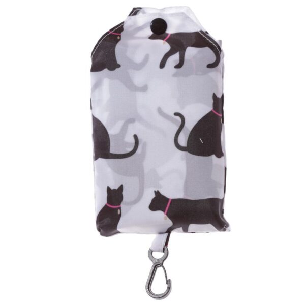 Borsa pieghevole con silhouette di gatti piegata