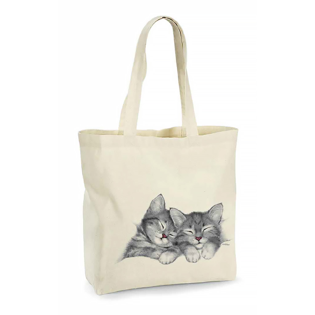 Borsa shopper in cotone gattini che dormono