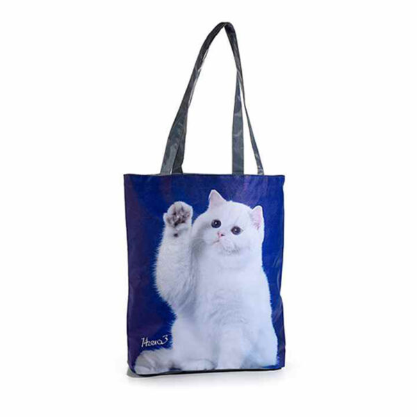Borsa a spalla con foto di gattini, bianco