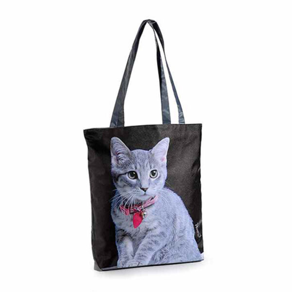 Borsa a spalla con foto di gattini, collarino rosa