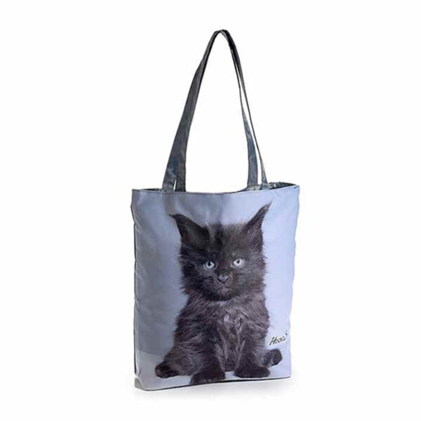 Borsa a spalla con foto di gattini, nero
