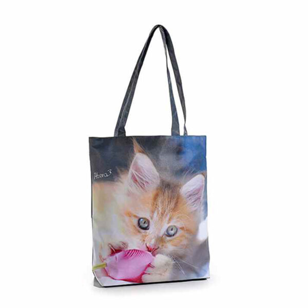 Borsa a spalla con foto di gattini, rosso