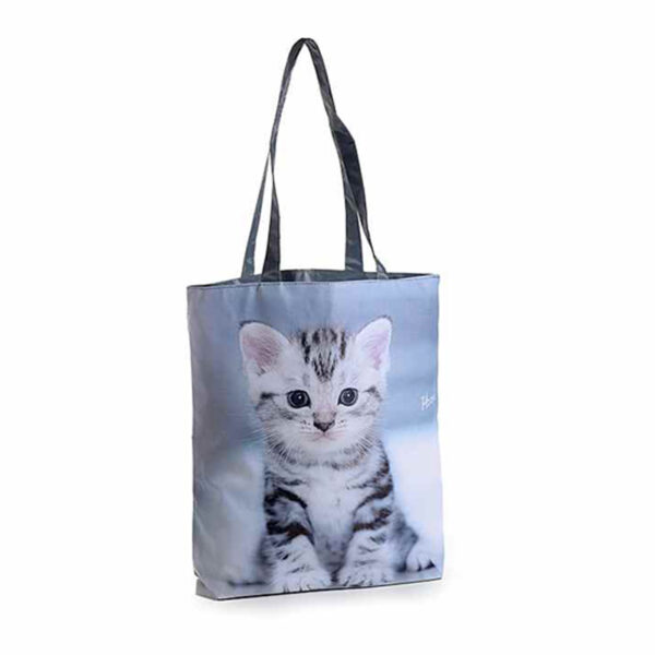 Borsa a spalla con foto di gattini, tigrato grigio