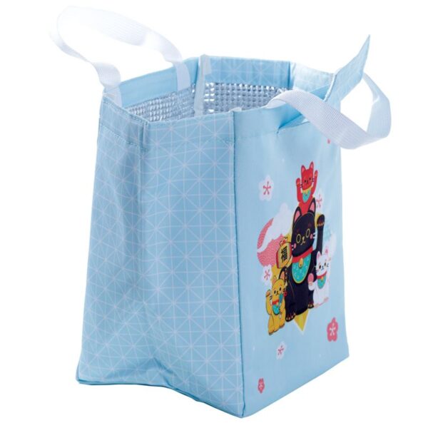 Borsa termica con chiusura a strappo gatto Maneki, aperta