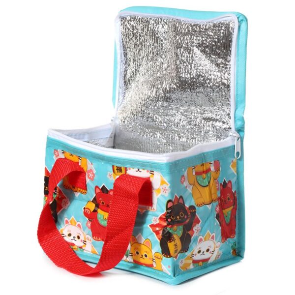 Borsa termica con gatti Maneki, aperta