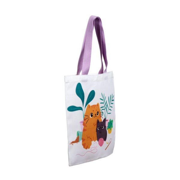 Borsa Tote con gatto e gattino fra le piante, lato