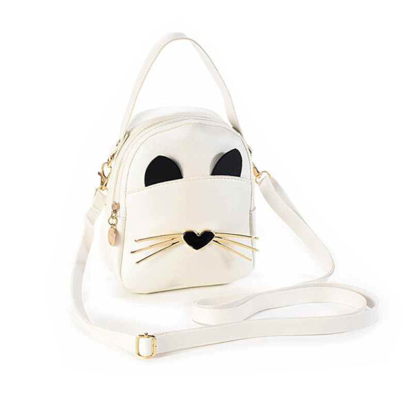 Borsetta in similpelle a forma di musetto di gatto, bianca