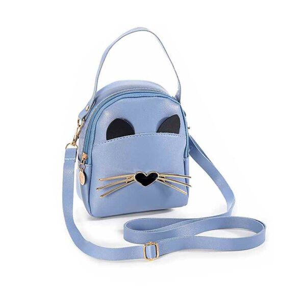 Borsetta in similpelle a forma di musetto di gatto, blu