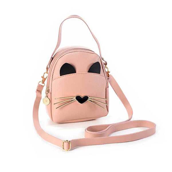 Borsetta in similpelle a forma di musetto di gatto, rosa