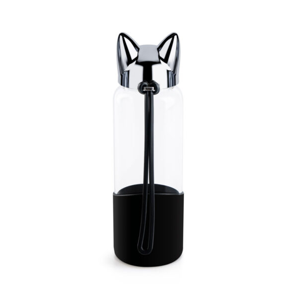 Bottiglietta da viaggio in vetro borosilicato e silicone con orecchiette di gatto, retro