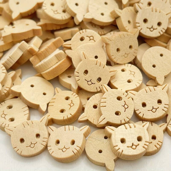 Bottoni in legno musetto di gatto