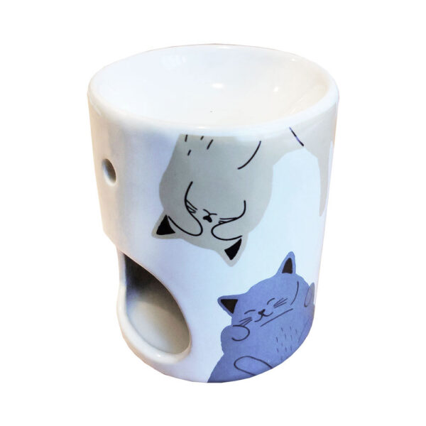 Brucia essenza in ceramica con gatti colorati, retro