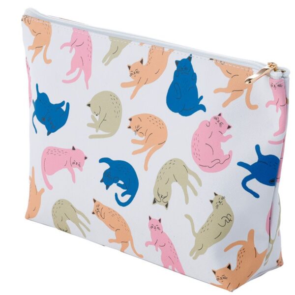 Bustina beauty case con gatti colorati, lato