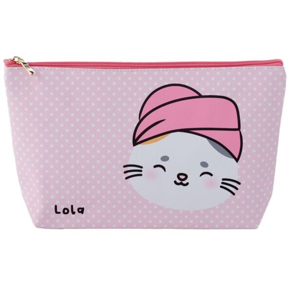 Bustina beauty case con la gattina Lola, fronte