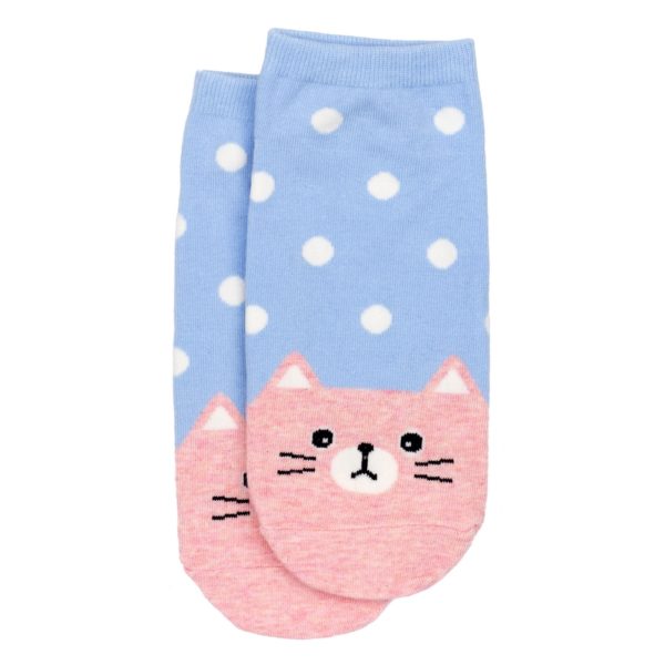 Calze a pois con gatto azzurre