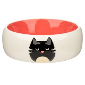 Ciotola in ceramica fondo arancione musetto di gatto