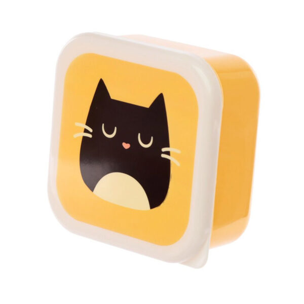 Set contenitori per alimenti con gatto nero feline fine giallo