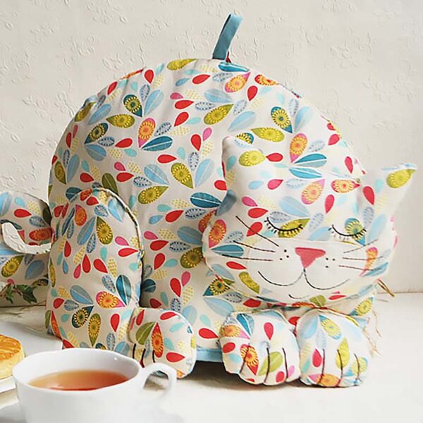 Copriteiera in cotone a forma di gatto pattern colorato