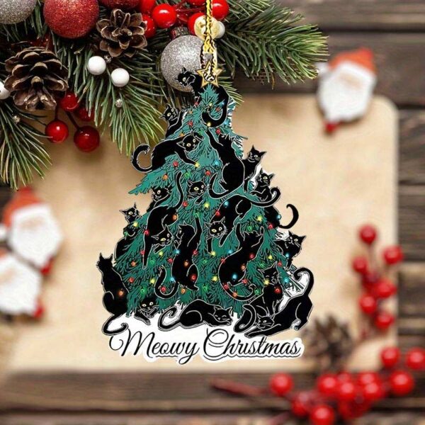 Decorazione albero di Natale con gatti neri
