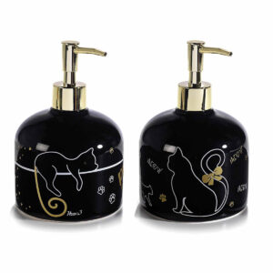 Dispenser sapone neri con silhouette di gatti