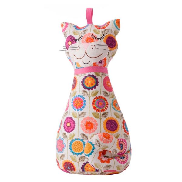Fermaporta a forma di gatto floreale