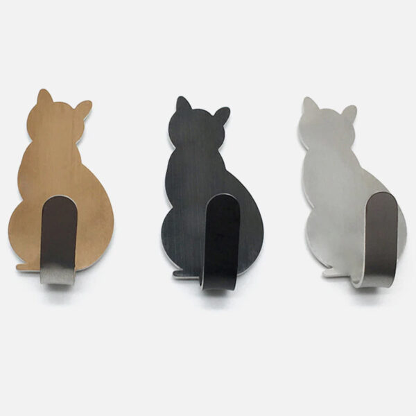Gancetti adesivi in acciaio inox a forma di gatto