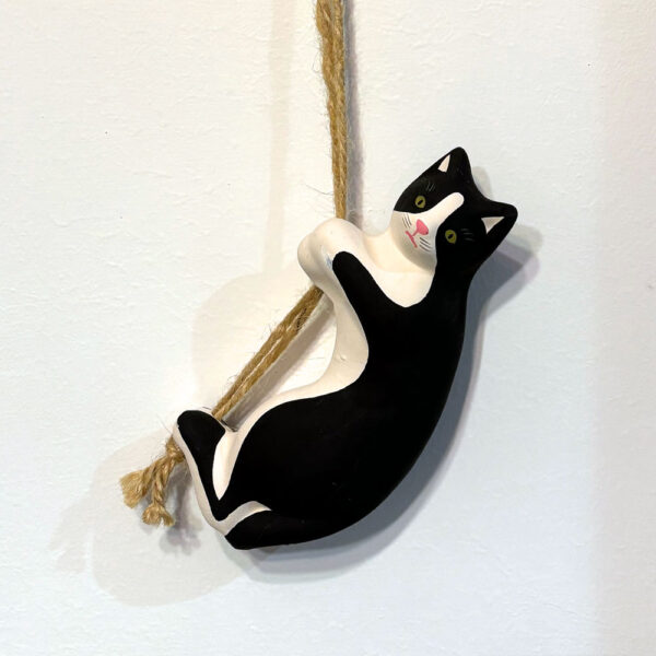 Gattino in ceramica da appendere bianco e nero