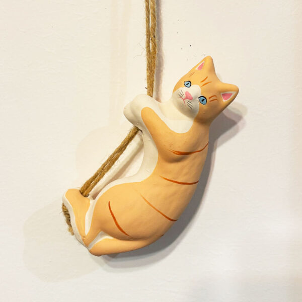 Gattino in ceramica da appendere rosso