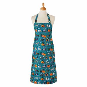 Grembiule da cucina in cotone Halloween con gatti e cani