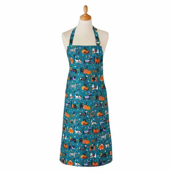 Grembiule da cucina in cotone Halloween con gatti e cani