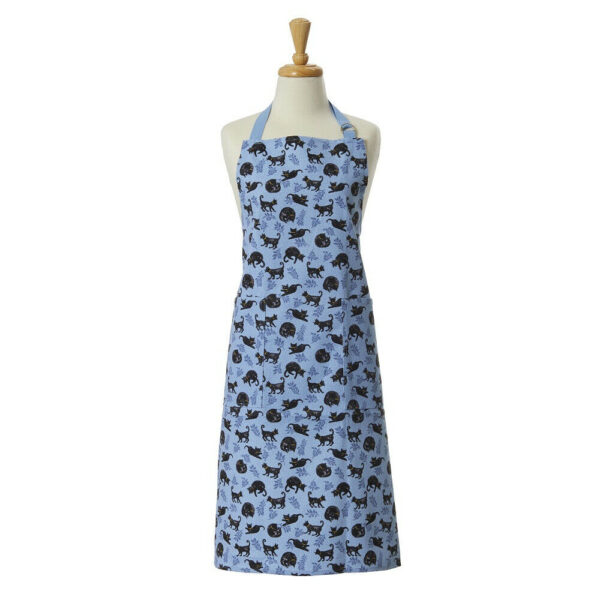 Grembiule da cucina blu in cotone con gatti
