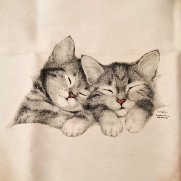 Borsa shopper in cotone gattini che dormono, dettaglio