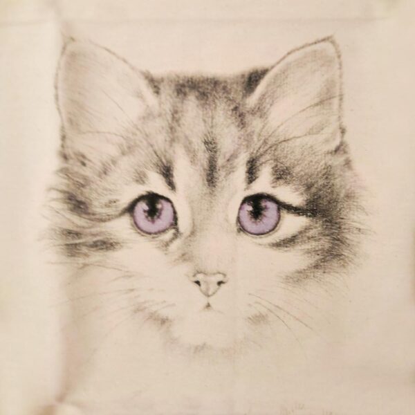 Borsa shopper in cotone gattino con occhi azzurri