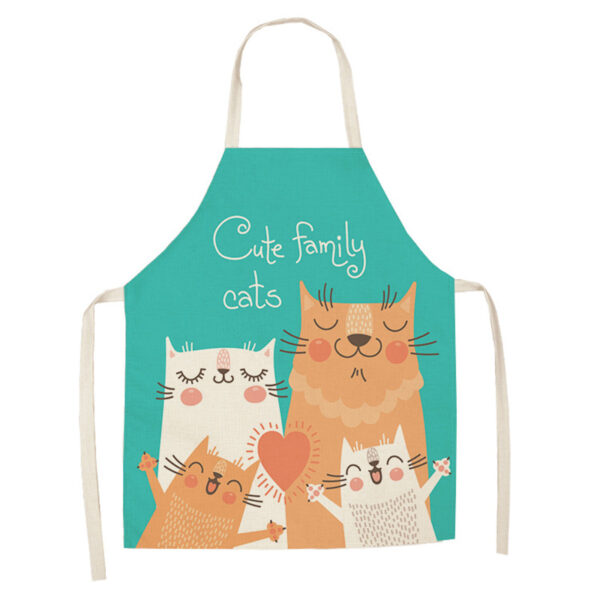Grembiule da cucina verde acqua con famiglia felice di gatti