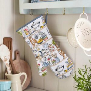 Guanto in cotone con gatti in cucina, ambientato